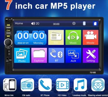 Autoradio Stéréo avec Écran Tactile de 7 Pouces, Bluetooth, 2 Din, FM, Audio, Lecteur MP5, SD, USB 7018, avec/sans Caméra, 12V, HD