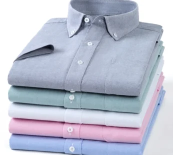 Chemise en coton à manches courtes pour hommes, chemisier d’affaires social, chemise Oxford mince, solide, document, haute qualité, été, 2023