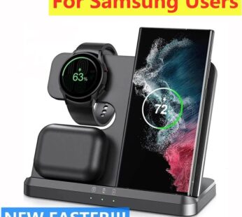 Support de chargeur sans fil 3 en 1 pour Samsung, Samsung S22, S21, S20, S10 Ultra Note Galaxy Watch 5, 4 bourgeons actifs, 15W, charge rapide, station S6