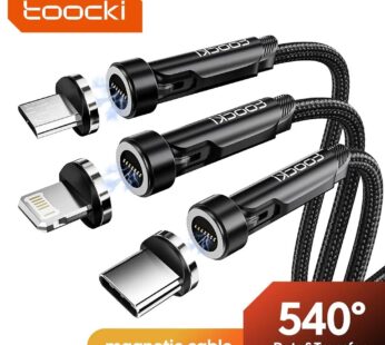 Toocki-Câble Micro USB/Type-C magnétique rotatif à 540 ° pour recharge rapide et transfert de données, cordon de chargeur étonnante té pour iPhone 12/X et Xiaomi