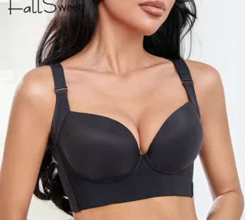 FallSweet-Soutien-gorge push-up à bonnet profond pour femme, grande taille, couverture complète du dos, lingerie, spoage de la graisse du dos, 34-50