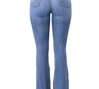 Jean Évasé Taille Haute pour Femme, Pantalon Astronomique, Slim, Cloche, Bouton, Sexy, Push Up, Denim, FJSpring, Été 2023