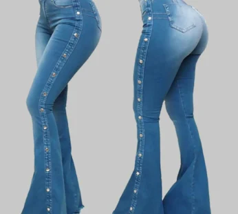 Jean évasé taille moyenne pour femme, pantalon en denim, jambe large, levage des fesses, style coréen décontracté, cloche skinny, poche astronomique, fjny