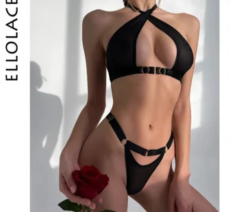 KEOLACE-Lingerie Transparente en Dentelle, Soutien-Gorge, Ensemble de Bilizna Découpé, Sous-Vêtements Sexy Sans Couture, Tenue Translucide, 7.0