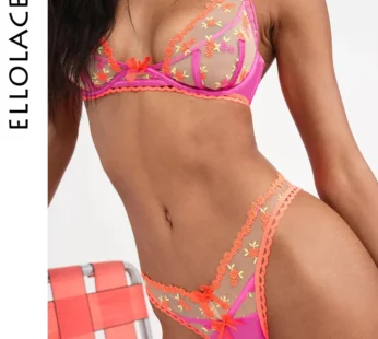 KEOLACE-Soutien-Gorge Transparent en Dentelle Brodée Florale pour Femme, Sous-Vêtements de Luxe Délicat, 2 Pièces