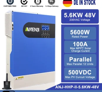 ANENJI-Onduleur solaire hybride, 5600W, 48V, 220V, onde sinusoïdale pure, 100A MPPT, contrôleur de charge solaire, prise en charge parallèle, pas de taxe