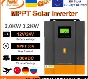 PowMr-Onduleur Solaire Hybride Photovoltaïque avec Contrôleur de Charge Intégré, Sortie MPPT 80A, 3,2KW, 24V à 230V