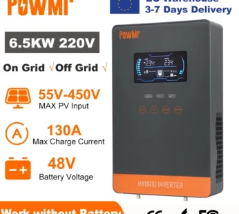 PowMr-Onduleur solaire hybride, 6500W, 48V, 230V AC, sur réseau, hors réseau, onde sinusoïdale pure, avec chargeur de batterie solaire MPPT 130A